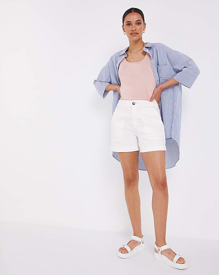 Warm White Smart Denim Shorts