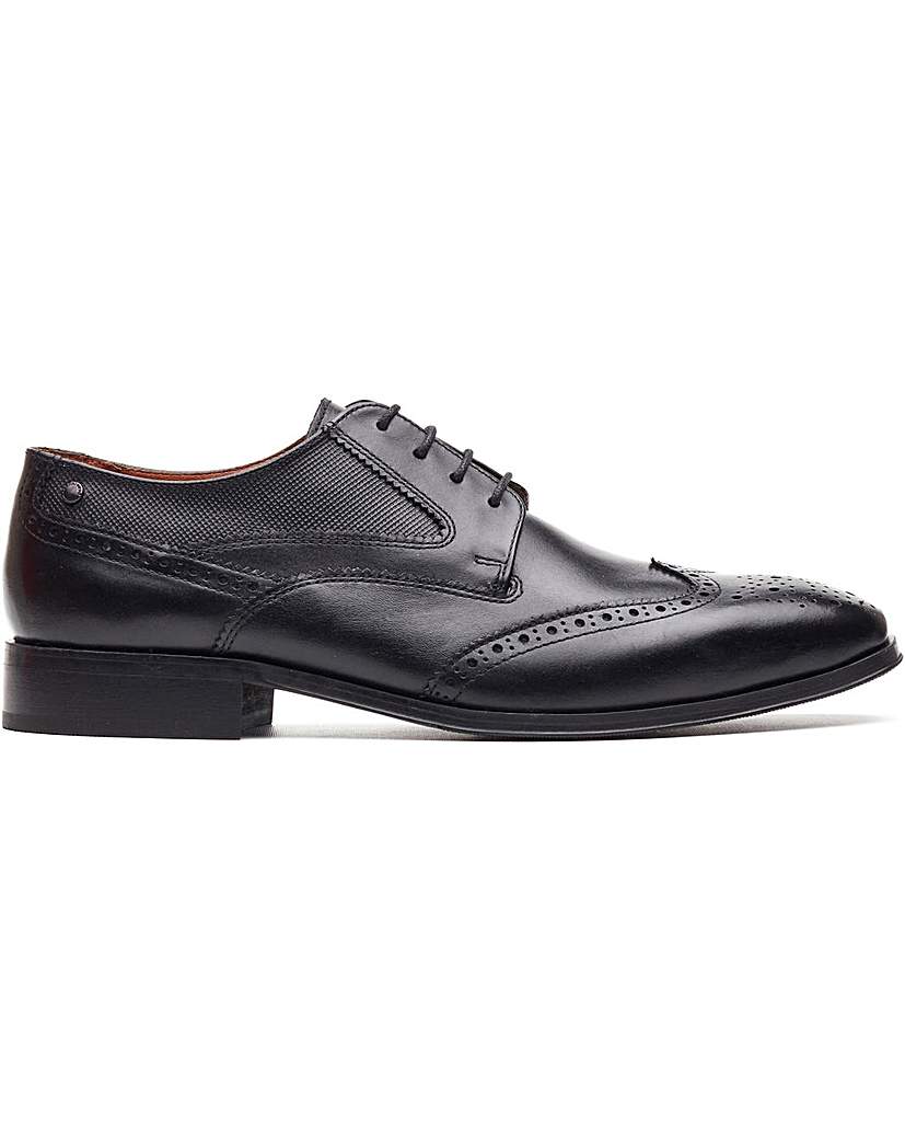 Base London Men's Brogue Shoe - Leather - Black - Size 11