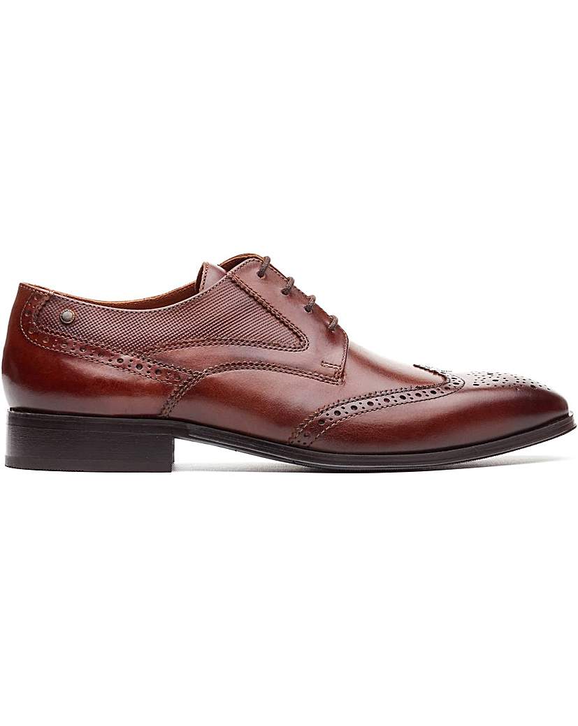Base London Men's Brogue Shoe Leather Size 10 Burnt Tan