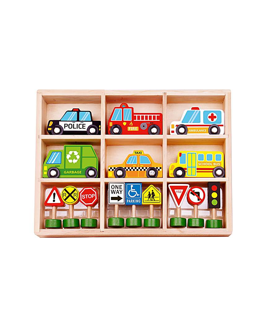 Wooden Transportation & Street Signs Set