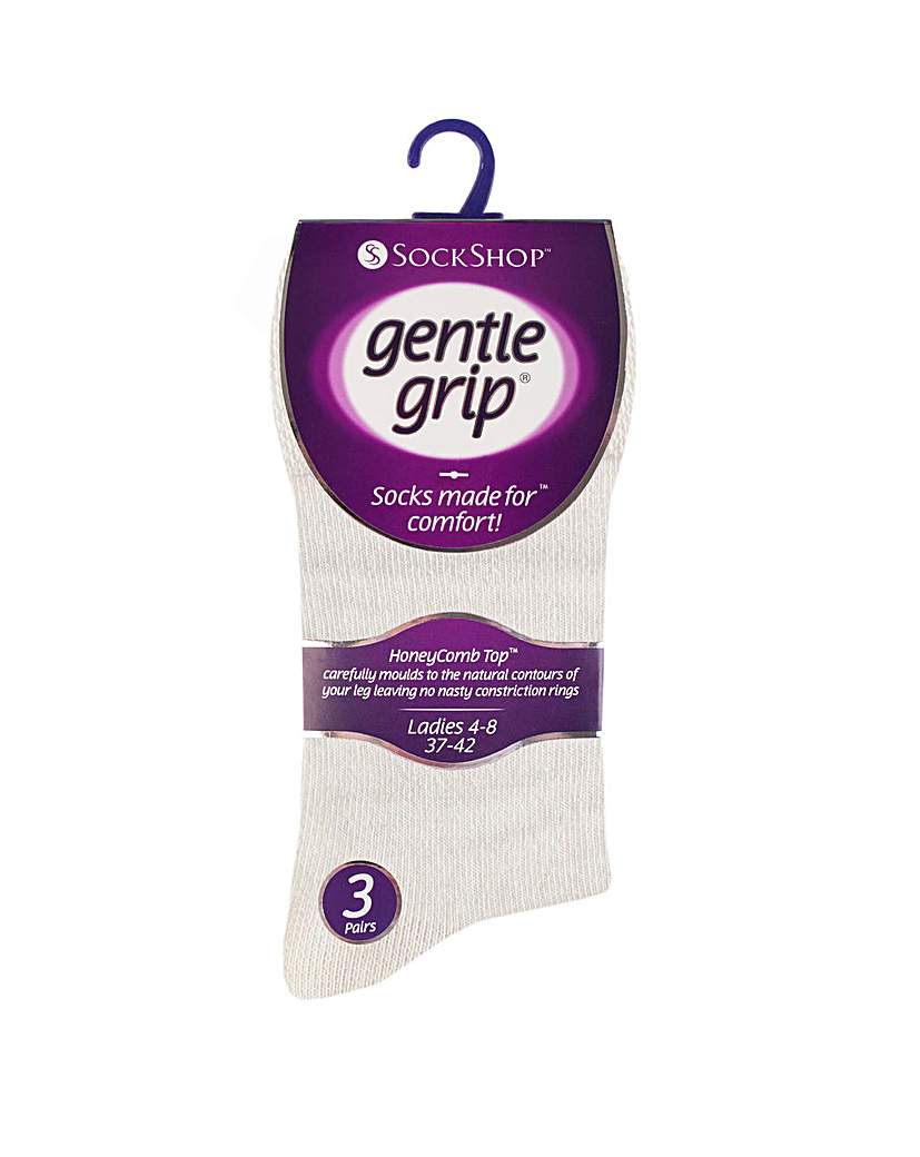 Image of Ladies 6 Pair Gentle Grip Plain Socks