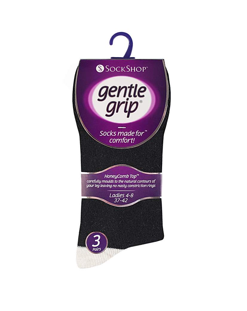 Image of Ladies 6 Pair Gentle Grip Plain Socks