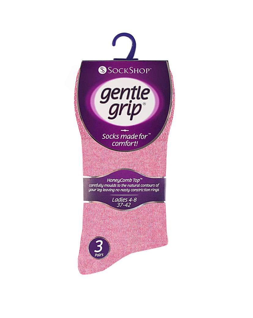 Image of Ladies 6 Pair Gentle Grip Plain Socks