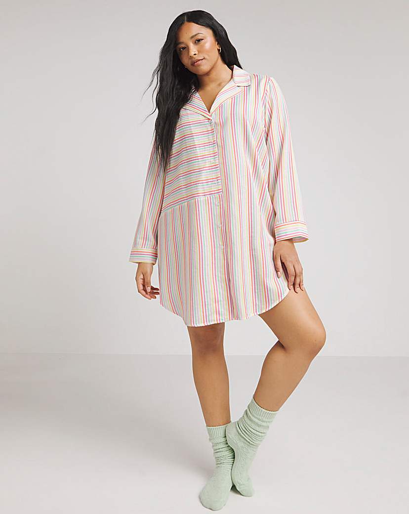 Stripe Button Through Nightshirt