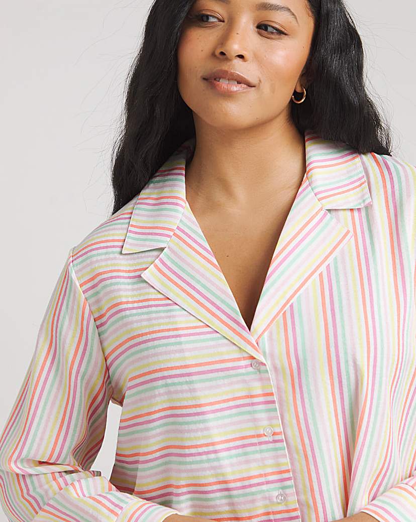 Stripe Button Through Nightshirt