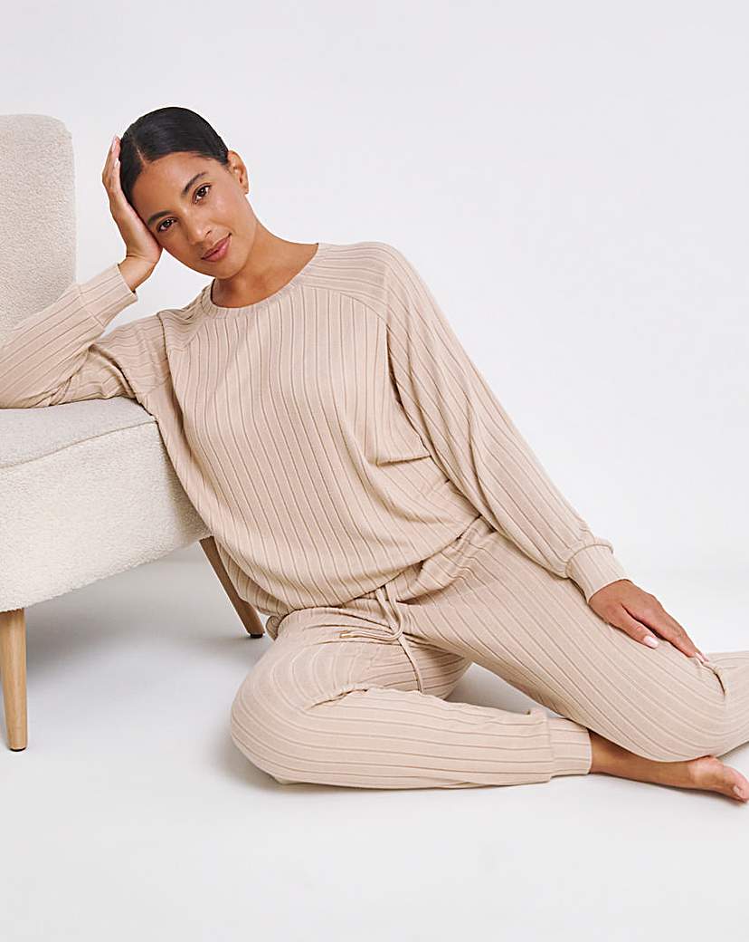 Figleaves Soft Rib Lounge Set Mocha