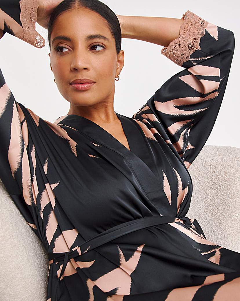 Figleaves Stretch Satin Kimono Gown