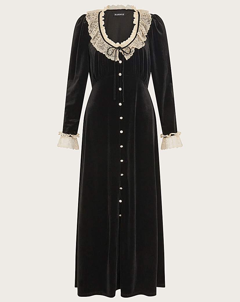 Edwardian Ladies Clothing – 1900, 1910s, Titanic Era Monsoon Vali Velvet Tea Dress £110.00 AT vintagedancer.com