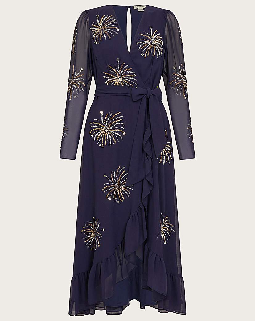 1940s Formal Dresses, Evening Gowns History Monsoon Serena Embellished Wrap Dress £150.00 AT vintagedancer.com