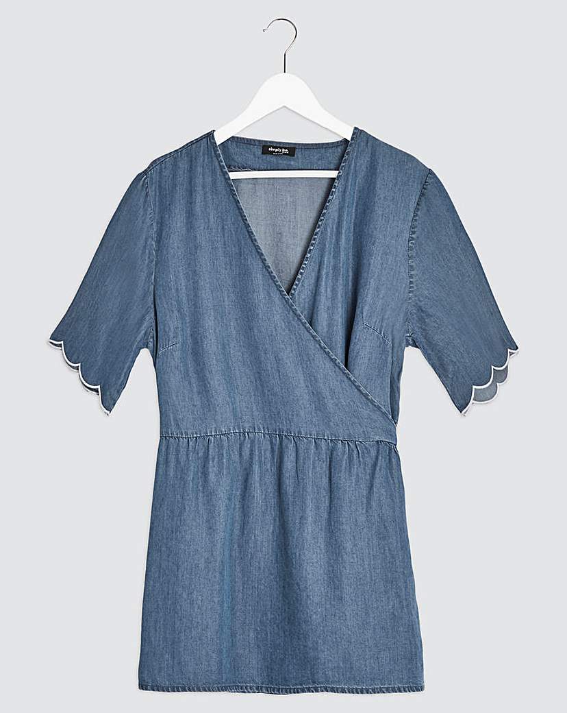 Indigo Wrap Front Soft Lyocell Denim Top