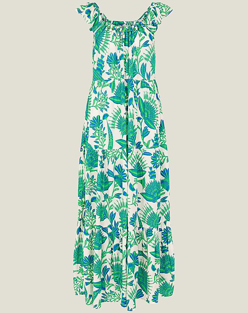 Accessorize Print Beaded Tiered Dress