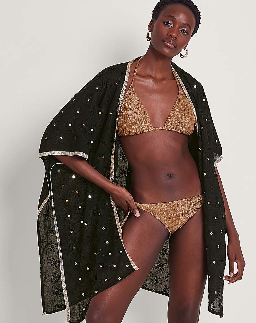 Monsoon Sequin Embellished Kimono - Black