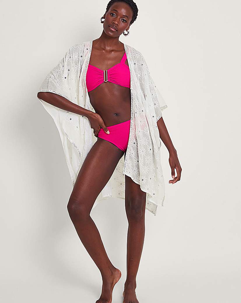 Monsoon Sequin Embellished Kimono - White
