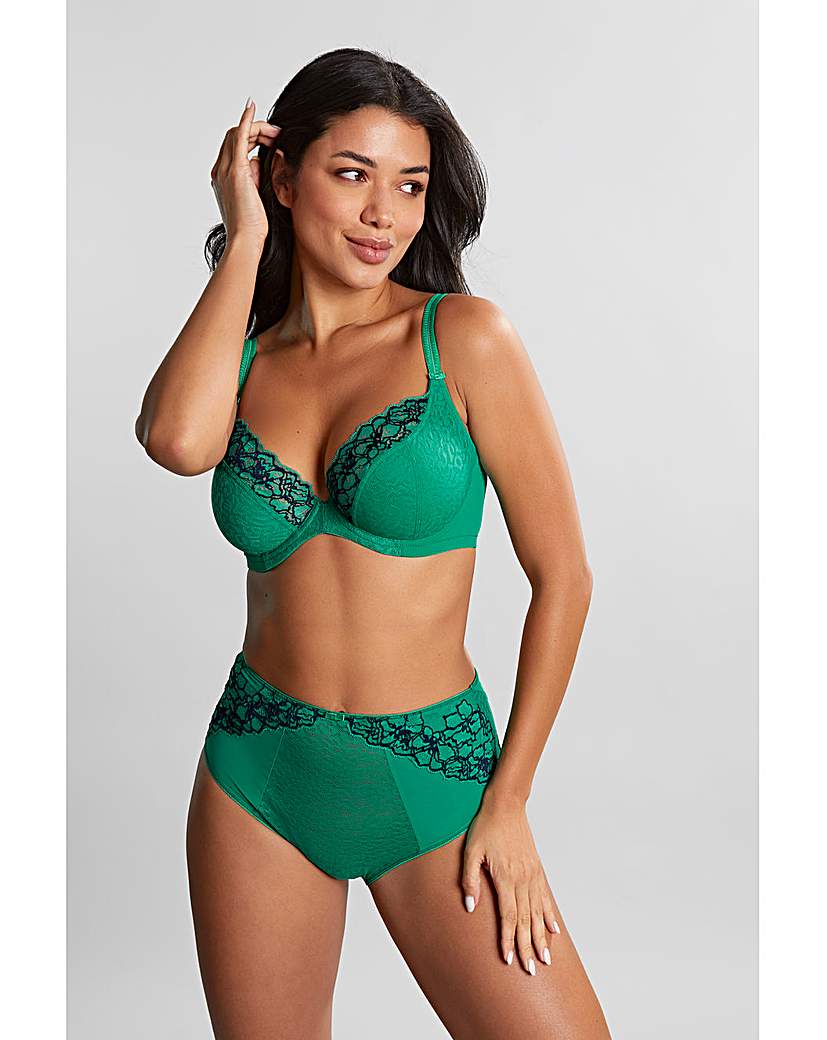 Panache Plus Size Envy Plunge Bra In Emerald leopard | UK Size 28FF Women's