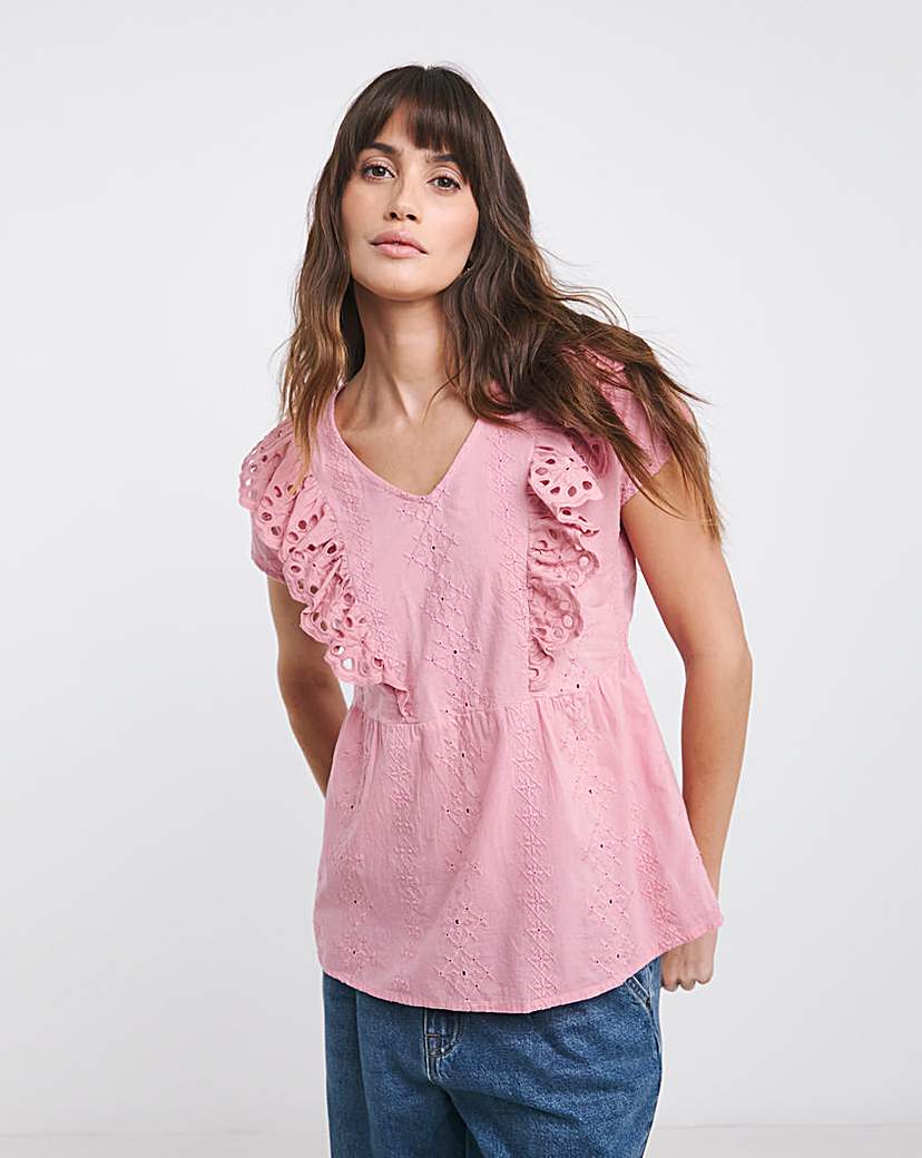 Anise Flora Embroidered Frill Top