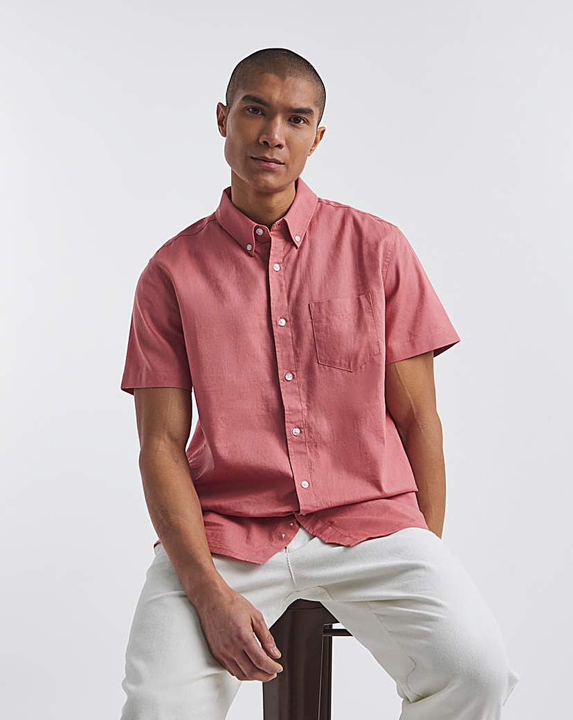 Short Sleeve Linen Blend Shirt
