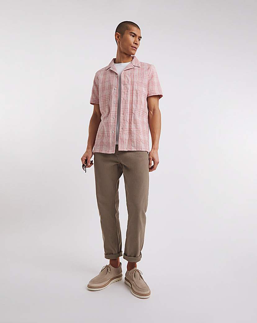 Short Sleeve Seersucker Check Shirt