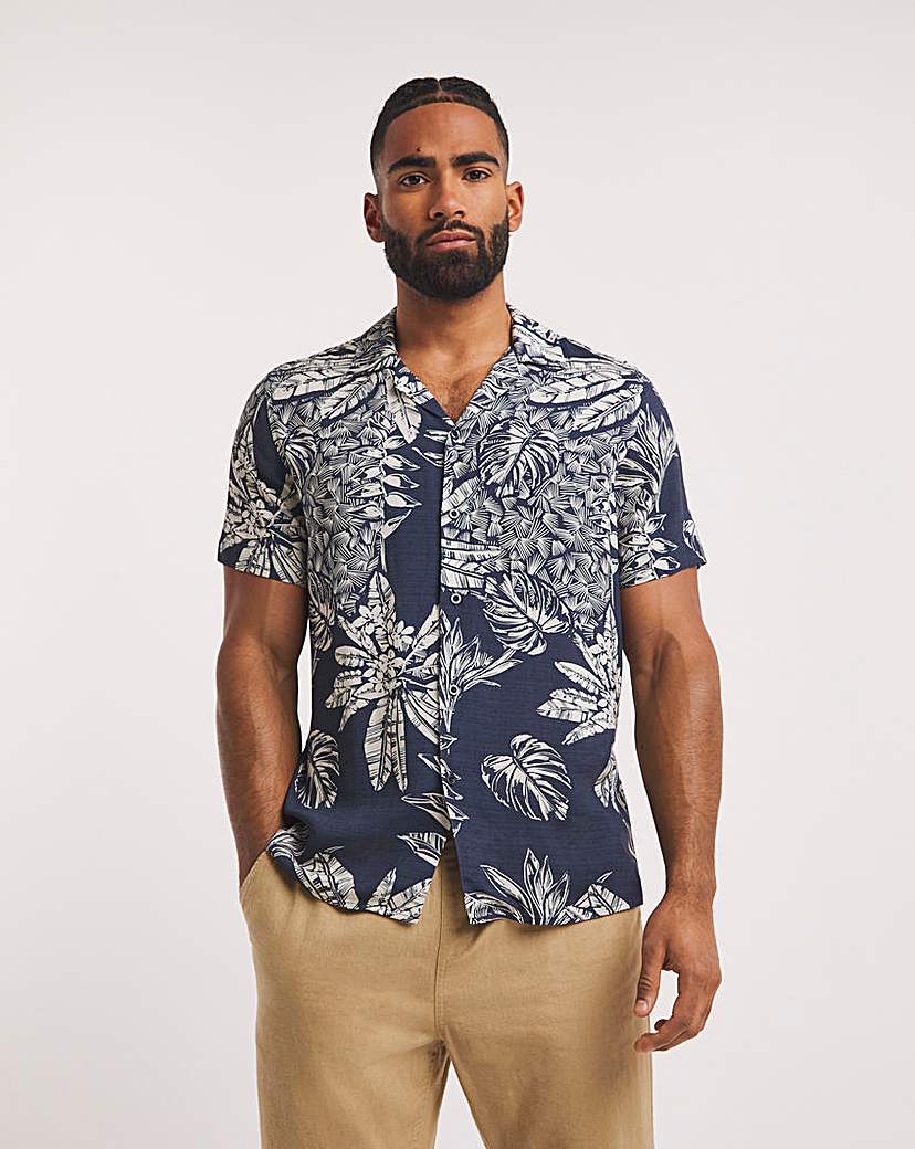 SS Palm Print Shirt with Ecovero