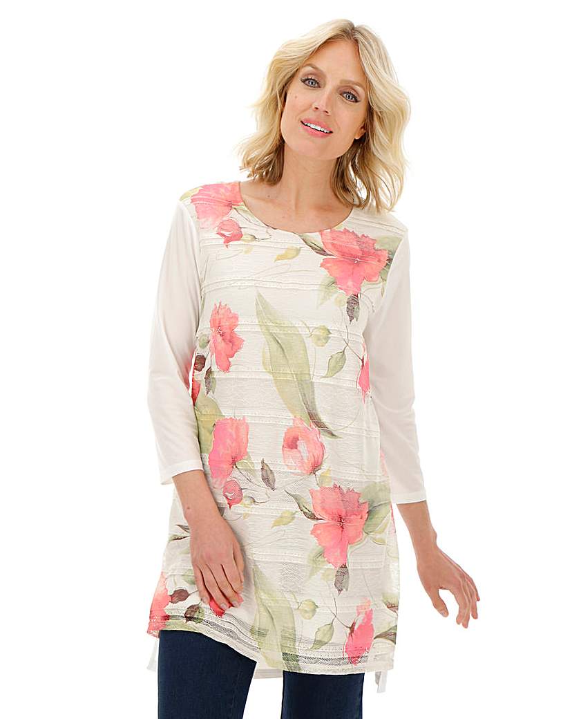 Image of Julipa Ivory Multi Lace Front TShirt