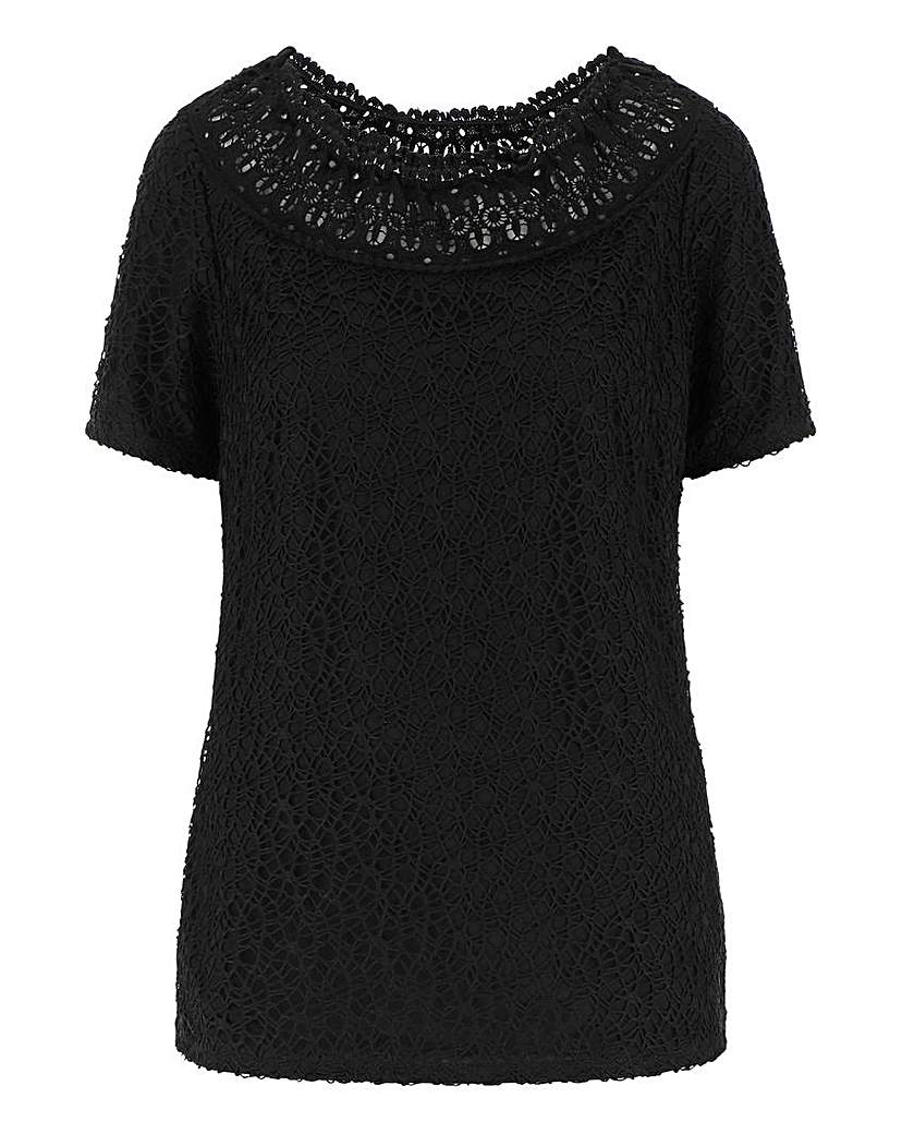 Image of Julipa Black Lace Top with Trim