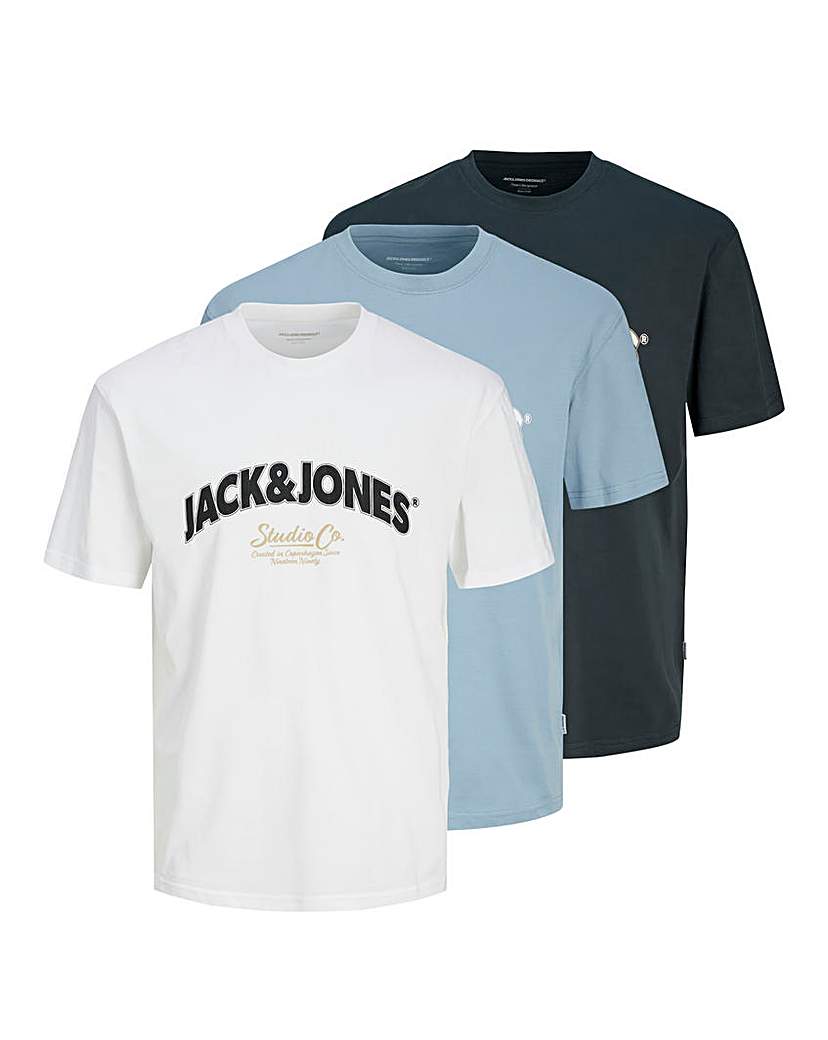 New In - Jack & Jones Bronx Logo T-Shirt 3 Pack