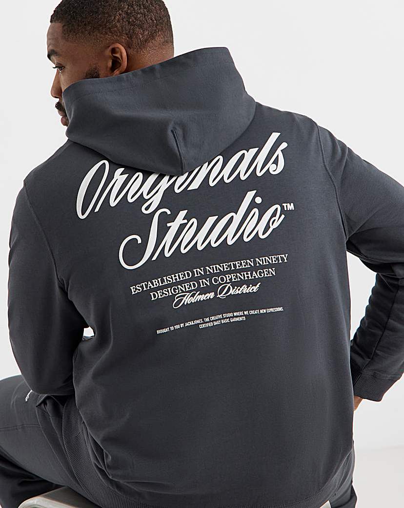 Jack & Jones Grey Norrebro Graphic Hoodie - M(44)