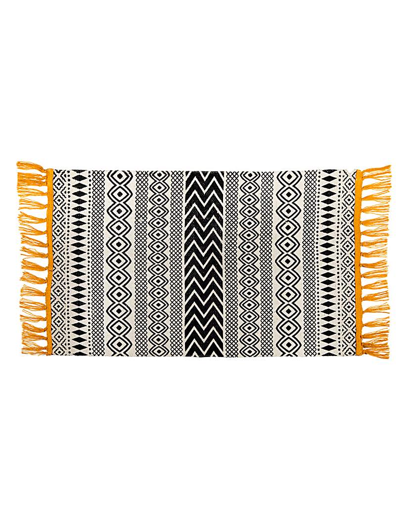Scandi Boho Cotton Yellow Tassel Mat