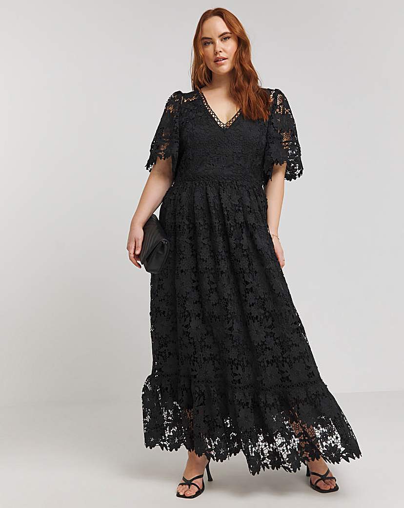 Lovedrobe Lace V- Neck Midaxi Dress