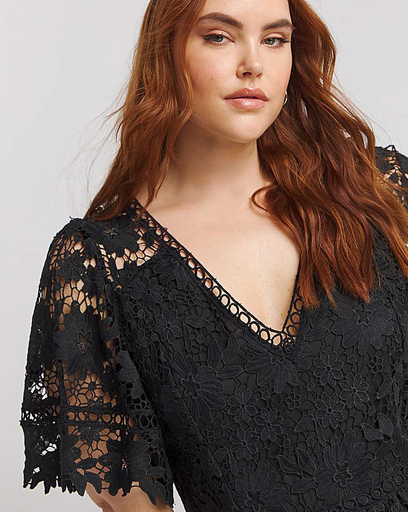 Lovedrobe Lace V- Neck Midaxi Dress