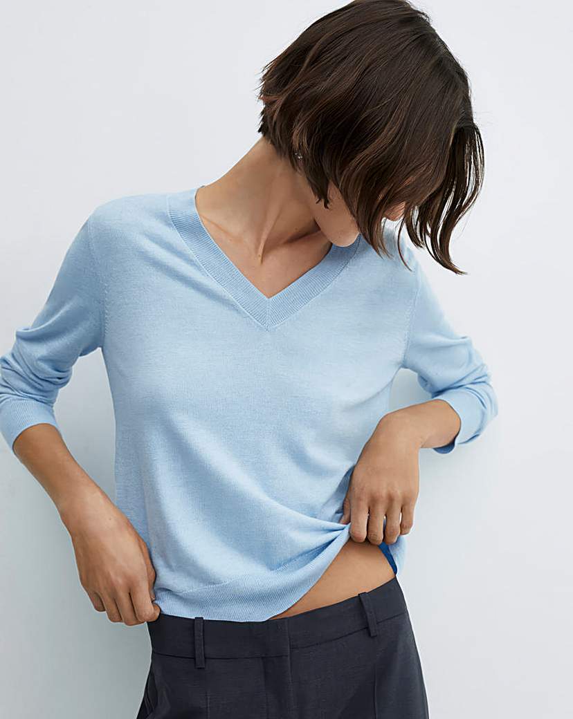 Mango V Neck Lightweight Sweater