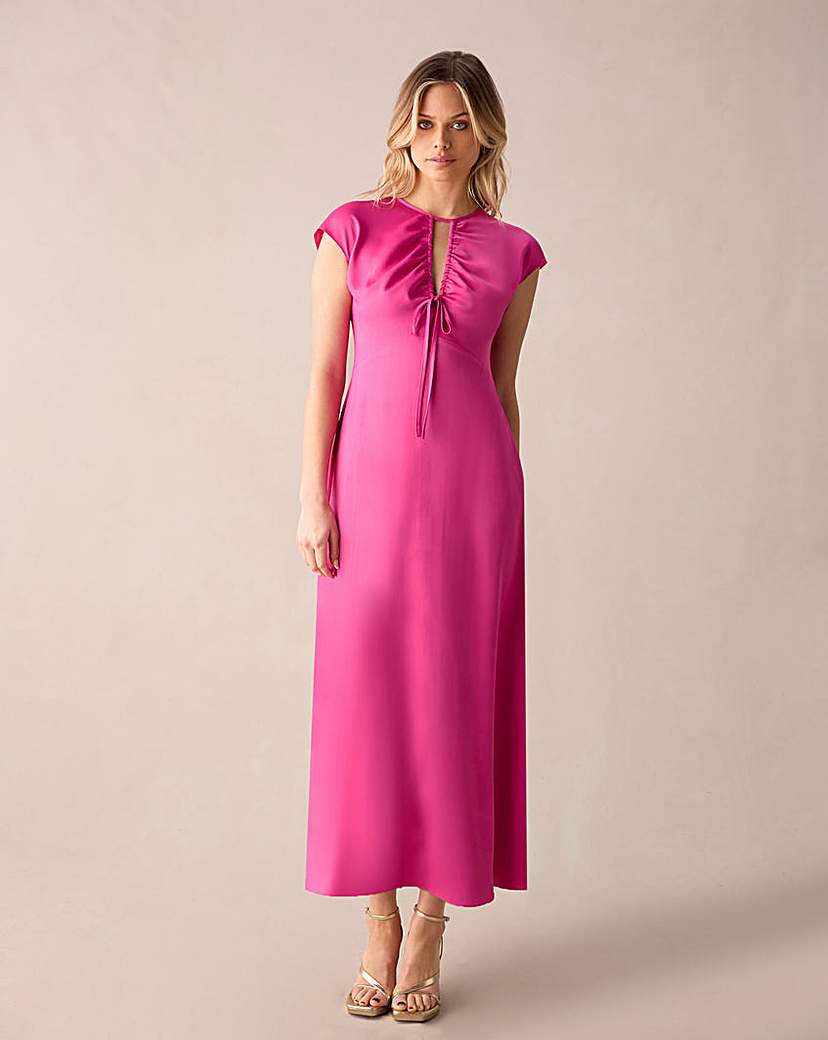 Ro&Zo Satin Keyhole Front Maxi Dress