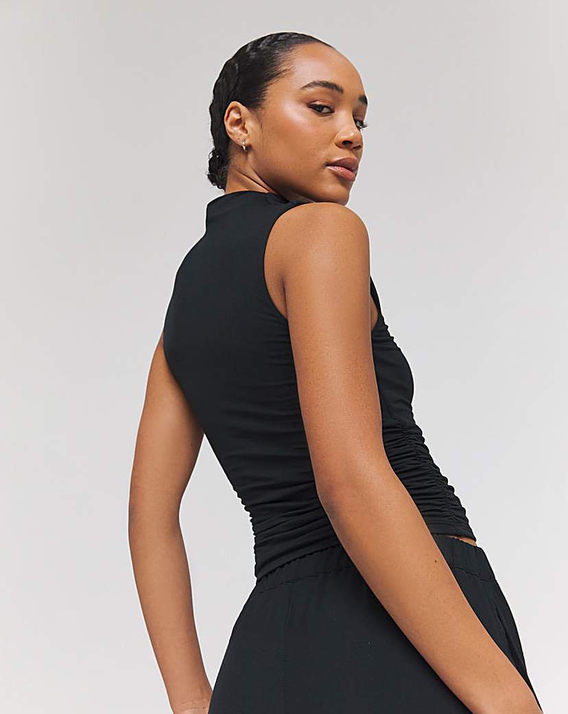 TALA 365 Ruched Side Mock Neck Top