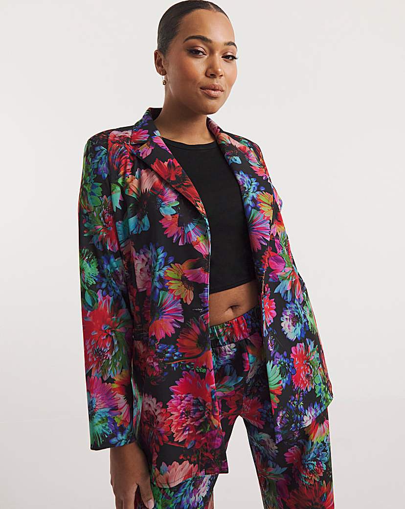 Made in GB Floral Scuba Crepe Blazer - Multi print - Size 14 - Women's