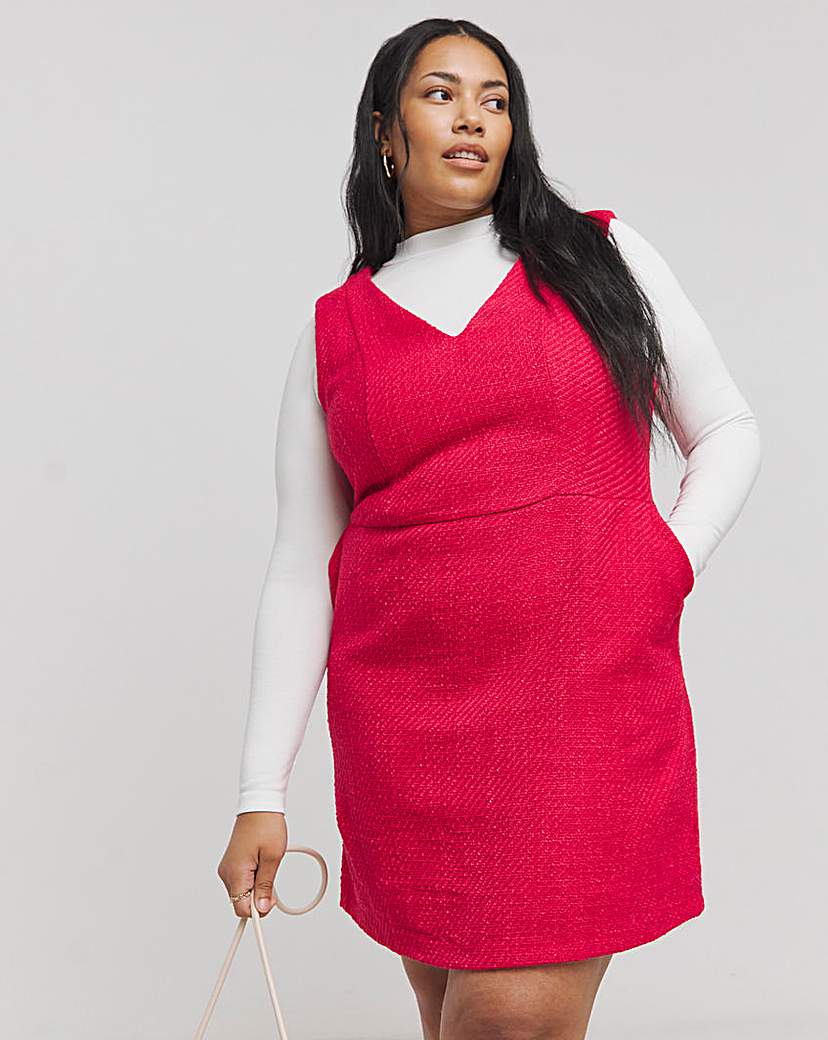 Pink Boucle Tailored Pinafore
