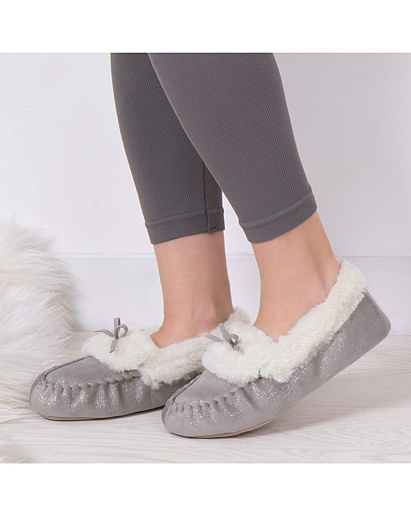 New In - Totes Ladies Sparkle Moccasin Slippers