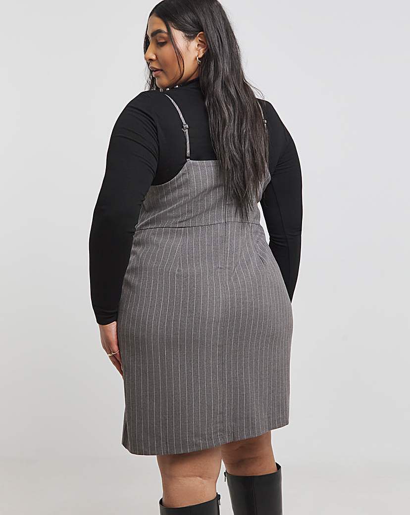 Pinstripe Tailored Pinafore Dress