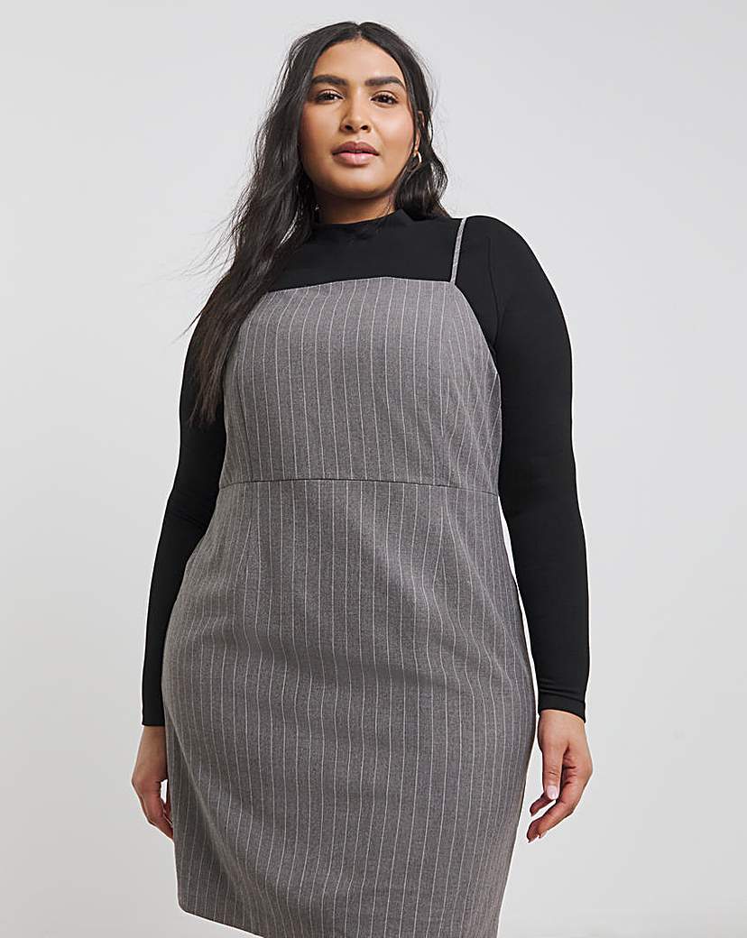 Pinstripe Tailored Pinafore Dress