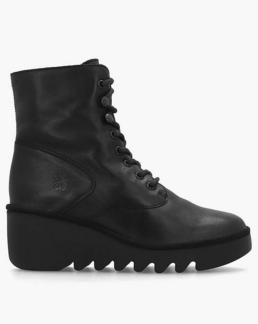 New In - Fly London Birr Leather Wedge Ankle Boot