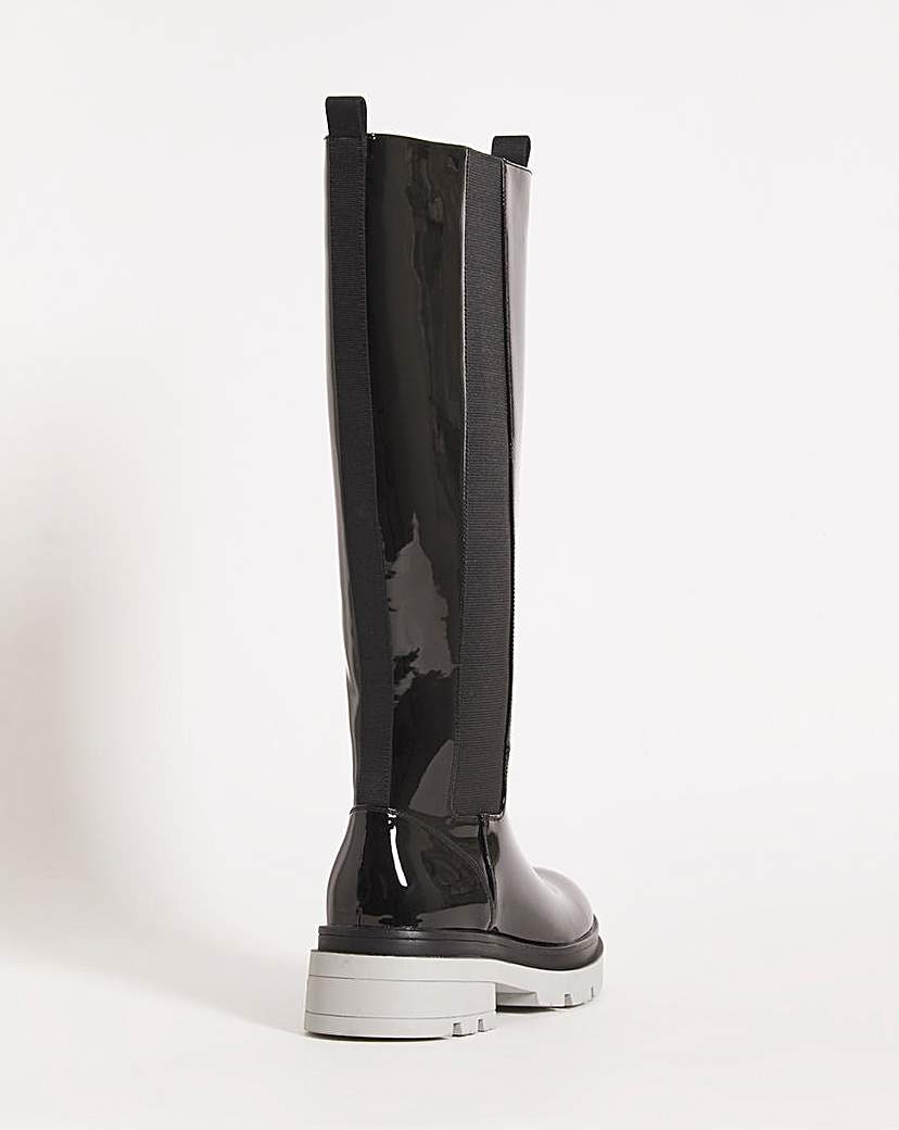 Contrast Sole Knee High Boots Wide