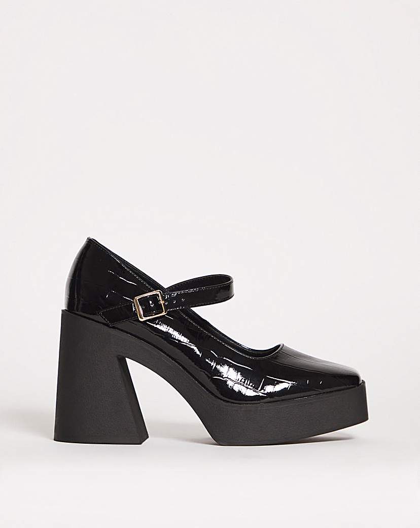 Mary Jane Platform Heeled Shoes Ex Wide