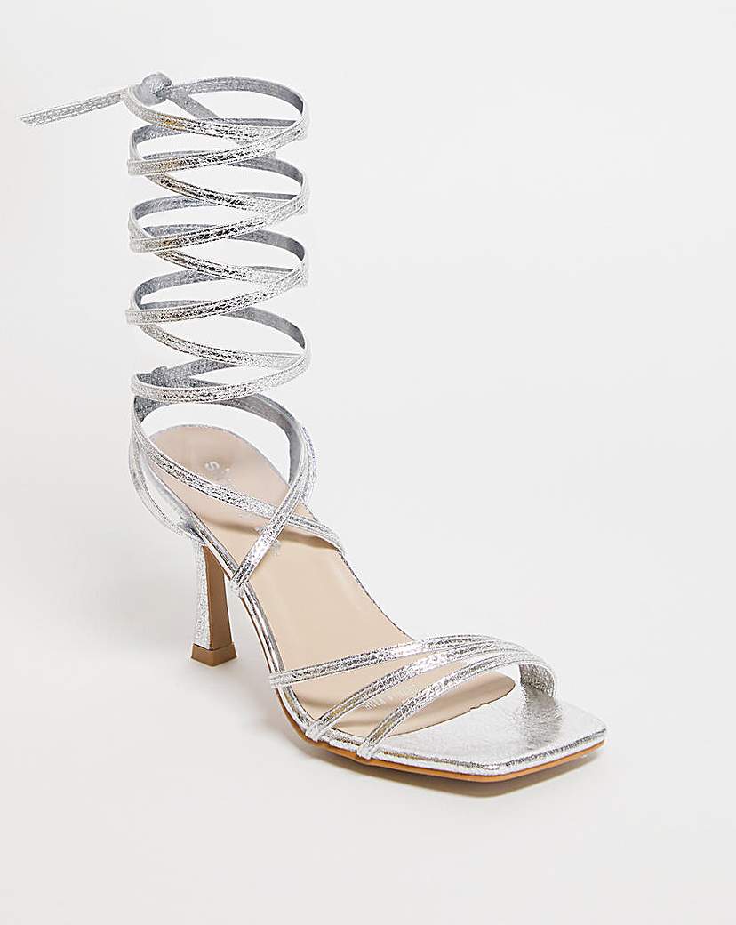 Ankle Tie Heeled Sandals Wide