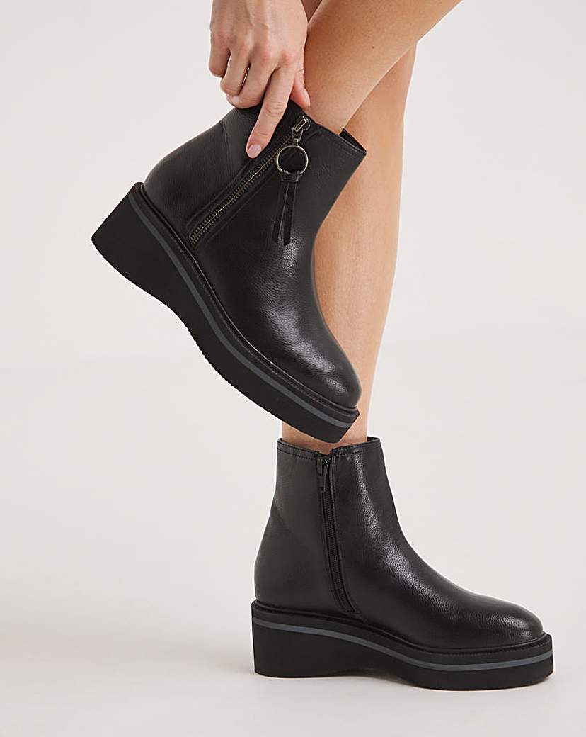 Flatform Zip Ankle Boots Wide