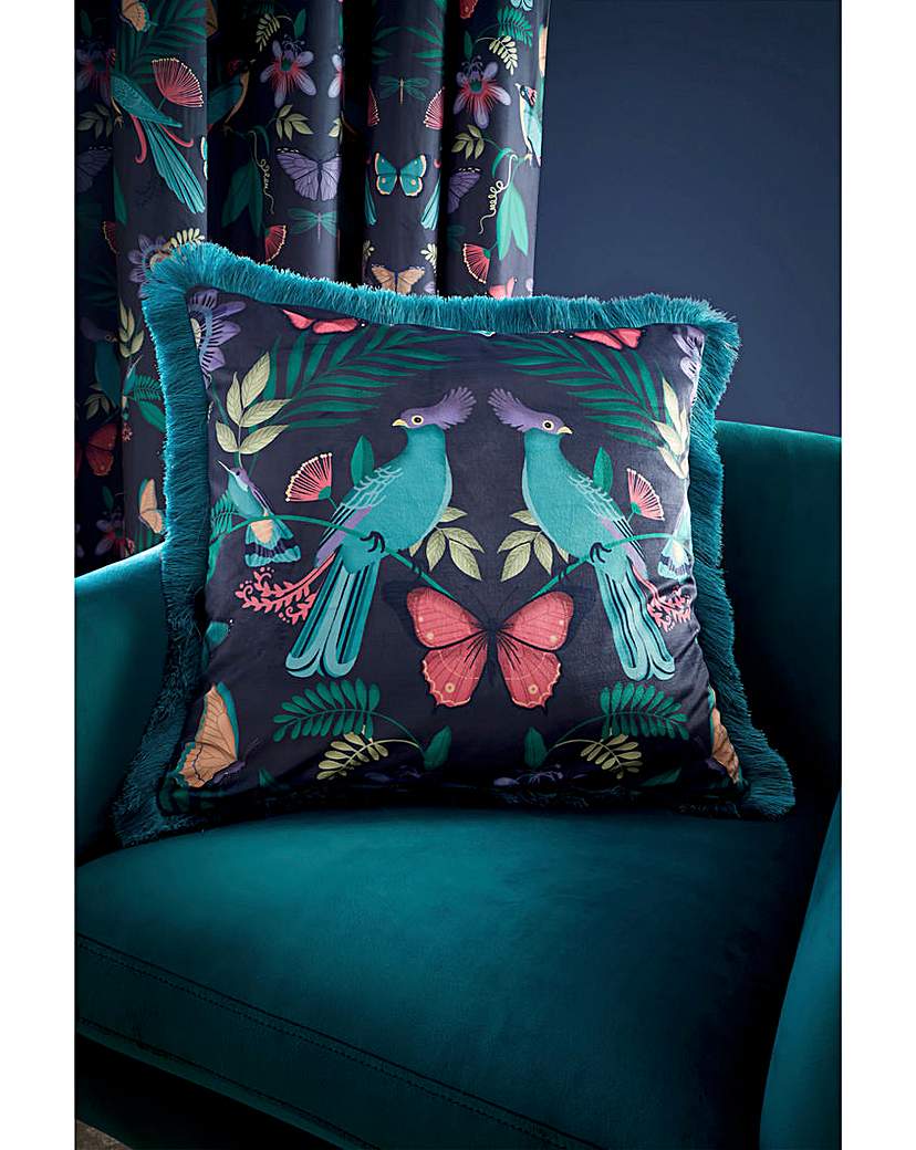 Catherine Lansfield Birds Velvet Cushion