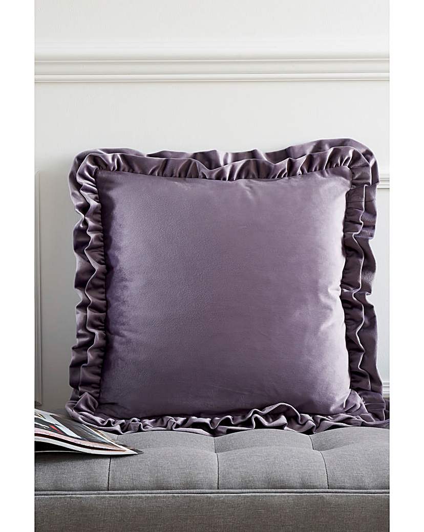 Catherine Lansfield Frill Velvet Cushion