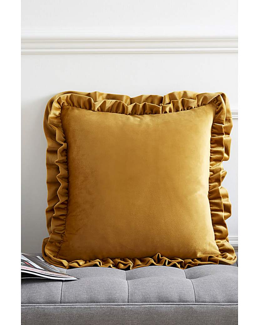 Catherine Lansfield Frill Velvet Cushion