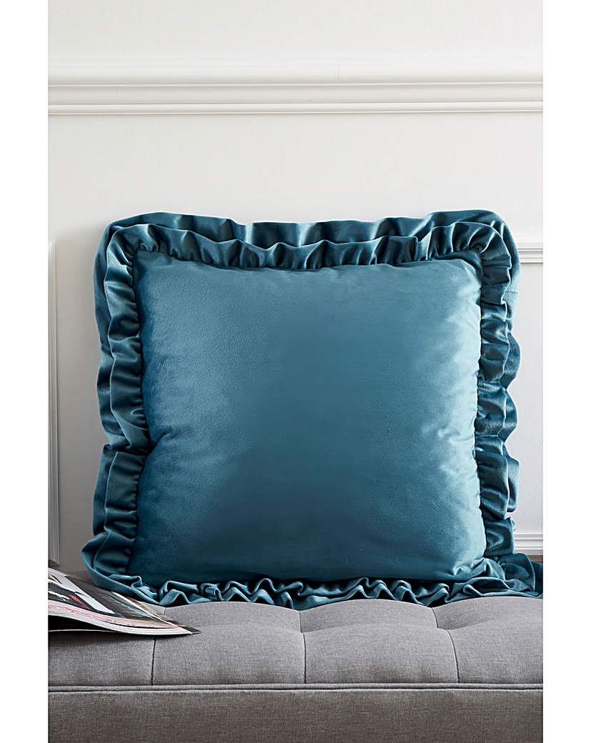 Catherine Lansfield Frill Velvet Cushion