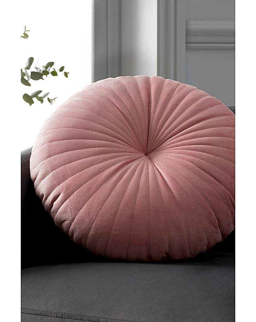 Catherine Lansfield Round Velvet Cushion - Pink