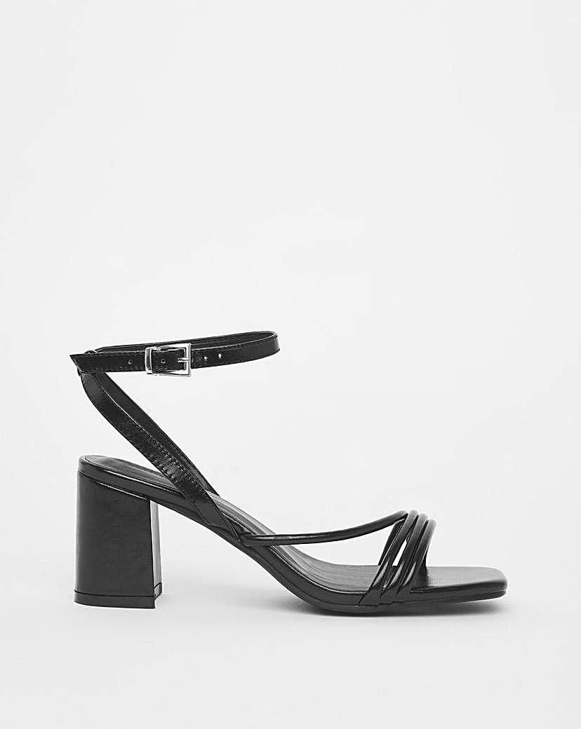 Strappy Asymmetric Heeled Sandals ExWide