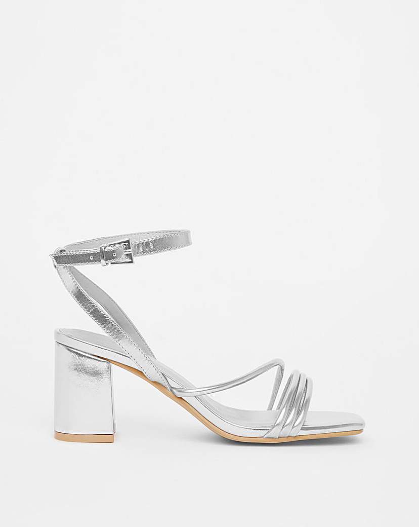 Strappy Asymmetric Heeled Sandals ExWide