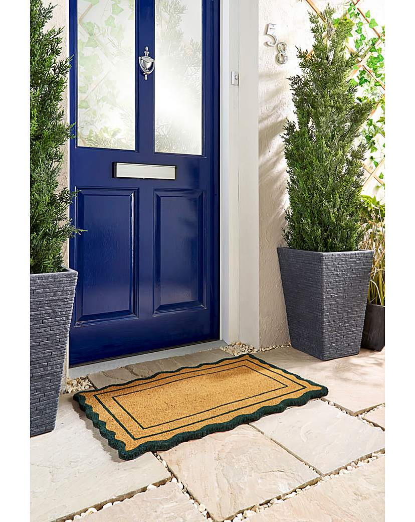 Green Scallop Coir Doormat